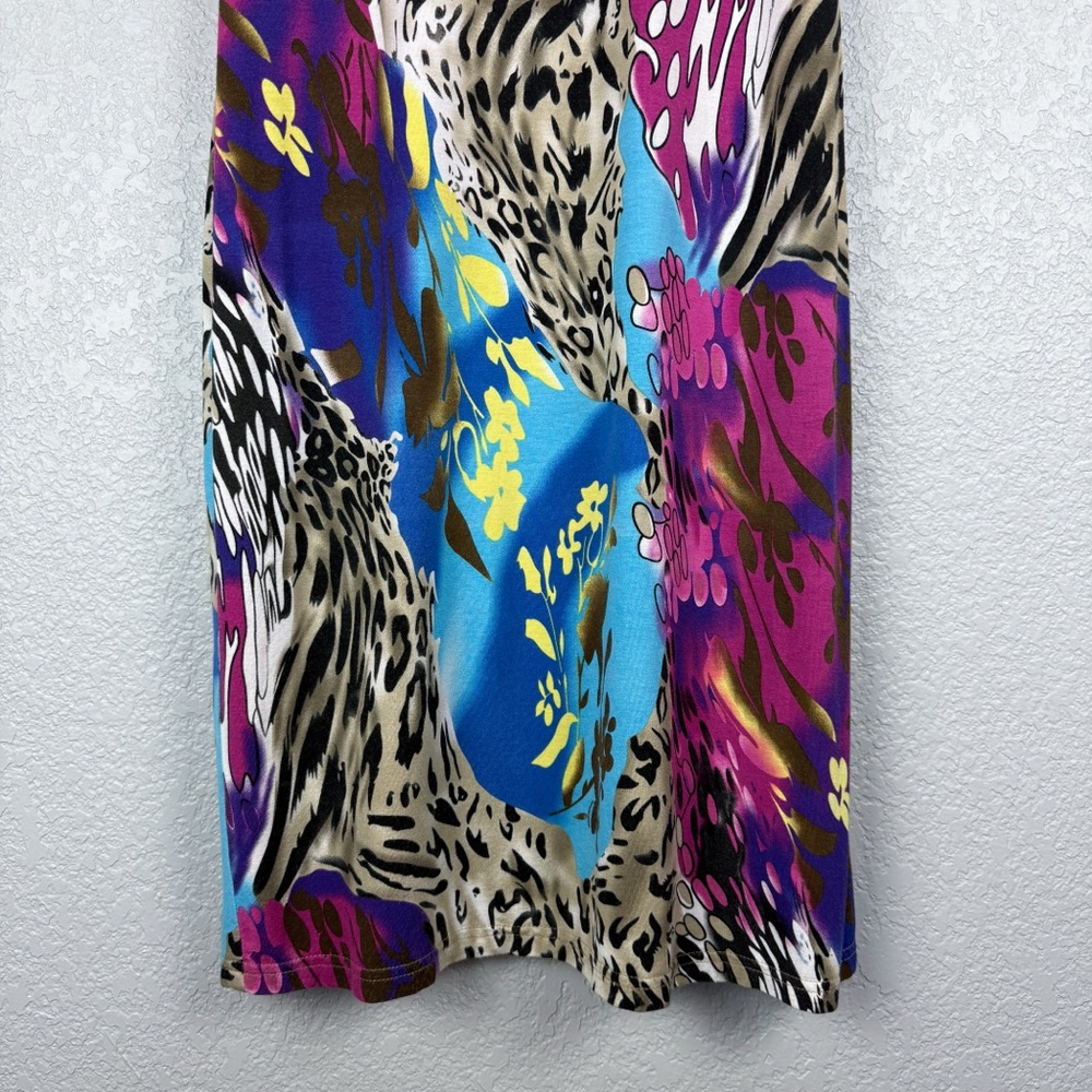 Joseph Ribkoff Animal Floral Sleeveless Dress 8 Dopamine Bright Fun Stretchy - Picture 4 of 9